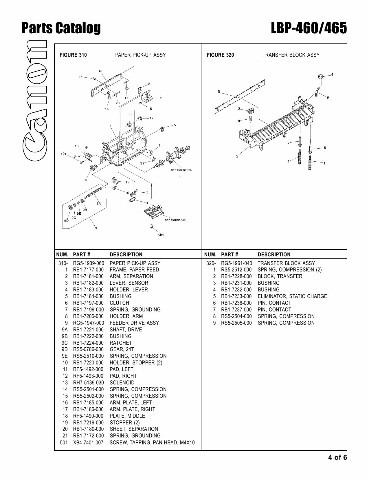 Canon imageCLASS LBP-460 465 Parts Catalog Manual-4